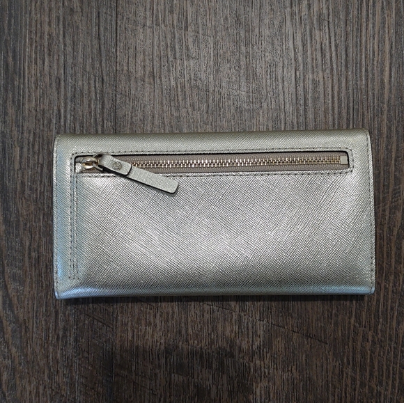 Kate Spade yellow gold threefold wallet with zippered pocket - like new - Picture 3 of 7